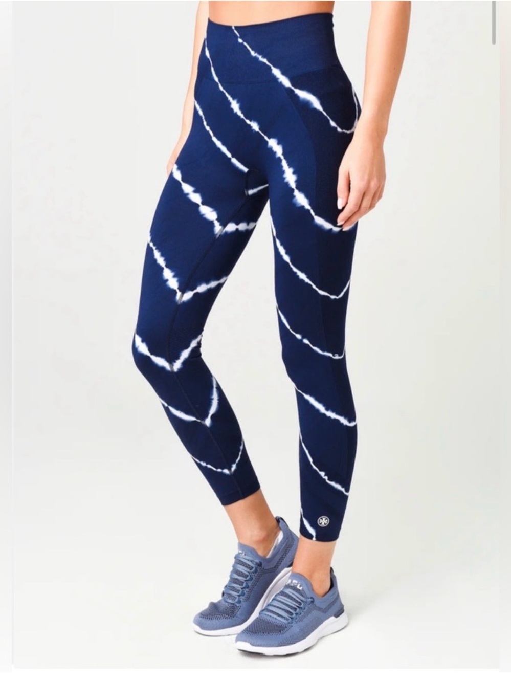 Tory Sport Sonora Navy and White Tie-Dye High-Rise Leggings XS NWOT